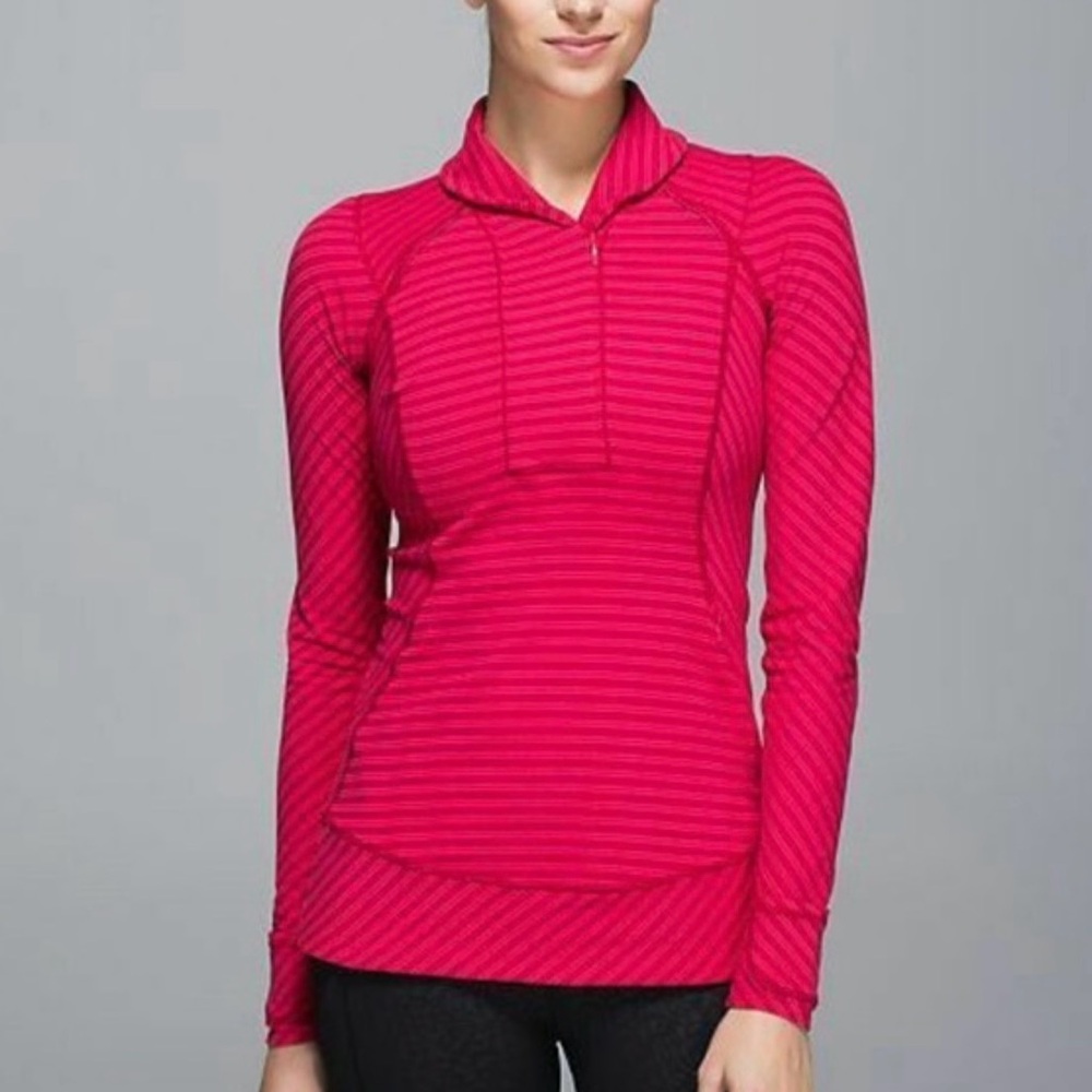 Lululemon Think Fast Pullover Half Zip Striped Running 4